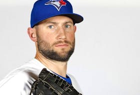 Tim Mayza of the Toronto Blue Jays  poses for a portrait during photo day at TD Ballpark on February 23, 2024 in Dunedin, Florida.