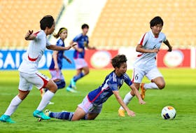 Soccer Football - AFC Women's Olympic Qualifiers - First Leg - North Korea v Japan - Prince Abdullah Al Faisal Stadium, Jeddah, Saudi Arabia - February 24, 2024 Japan's Mina Tanaka in action