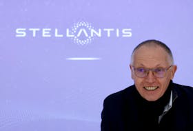 Stellantis CEO Carlos Tavares holds a press conference ahead of visiting the Sevel automaker's plant, Europe's largest van-making facility, in Atessa, Italy, January 23, 2024.