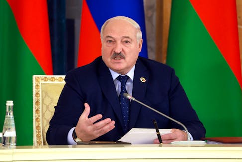 Belarusian President Alexander Lukashenko attends a meeting of the Supreme State Council of Russia-Belarus Union State in Saint Petersburg, Russia, January 29, 2024. Sputnik/Vyacheslav Prokofyev/Pool via