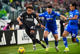 Soccer Football - Serie A - Juventus v Empoli - Allianz Stadium, Turin, Italy - January 27, 2024 Juventus' Weston McKennie in action with Empoli's Liberato Cacace and Youssef Maleh