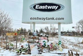 A memorial at Eastway Tank where an explosion occurred on January 13, 2022, taking the lives of six people. 