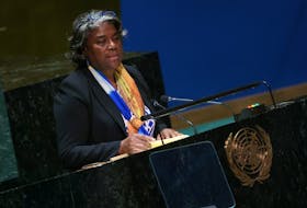 U.S. Ambassador to the United Nations Linda Thomas-Greenfield addresses the United Nations General Assembly during a meeting ahead of the 2nd anniversary of the Russian invasion of Ukraine, at the U.N. headquarters in New York, U.S., February 23, 2024.
