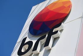A logo of Brazilian meatpacker BRF SA is seen in the headquarters in Curitiba, Brazil October 1, 2019.
