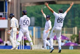 Cricket - Fourth Test - India v England - JSCA International Stadium Complex, Ranchi, India - February 26, 2024 England's Joe Root appeals unsuccessfully for the wicket of India's Ravindra Jadeja