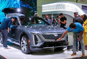 The Cadillac all-electric 2023 Lyriq is displayed during a media day of the North American International Auto Show in Detroit, Michigan, U.S. September 14, 2022.