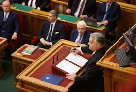 Hungarian Prime Minister Viktor Orban addresses the parliament in Budapest, Hungary, February 26, 2024.