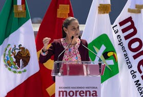 Claudia Sheinbaum of Mexico's ruling National Regeneration Movement (MORENA) party speaks during an event on the day she registers as a presidential candidate for the upcoming June 2 general election at the National Electoral Institute (INE), in Mexico City, Mexico February 18, 2024.