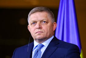 Slovakia's Prime Minister Robert Fico looks on during a press conference with German Chancellor Olaf Scholz in Berlin, Germany, January 24, 2024.