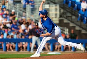 Mar 25, 2023; Dunedin, Florida, USA;  Toronto Blue Jays starting pitcher Sem Robberse (77) throws a pitch against the Detroit Tigers during the first inning  at TD Ballpark. Mandatory Credit: Kim Klement-USA TODAY Sports/File Photo