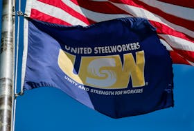 A United Steelworkers flag flies outside the Local 1299 union hall in Ecorse, Michigan, U.S., September 24, 2019. Picture taken September 24, 2019.