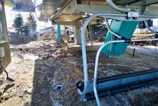 Some 600 tonnes of silt have been removed from around the Lightning Express chairlift at Marble Mountain after water from snowmelt and rain flowed down over the mountain on Sunday, Feb. 25, 2024. – Contributed