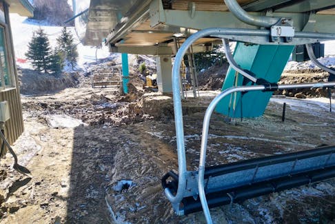 Some 600 tonnes of silt have been removed from around the Lightning Express chairlift at Marble Mountain after water from snowmelt and rain flowed down over the mountain on Sunday, Feb. 25, 2024. – Contributed