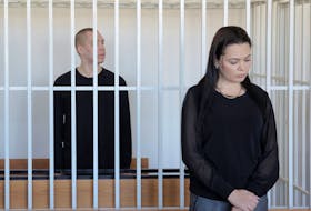 Defendant Nikita Zhuravel, who was detained in May 2023 under a law against offending religious believers' feelings after he burned a copy of the Koran outside a mosque in Volgograd city, attends a court hearing in the Chechen capital of Grozny, Russia, February 27, 2024.