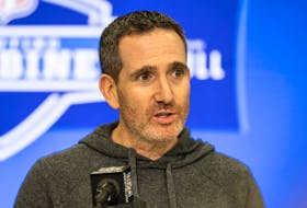 Feb 27, 2024; Indianapolis, IN, USA; Philadelphia Eagles executive vice president Howie Roseman talks to the media at the 2024 NFL Combine at Indiana Convention Center. Mandatory Credit: Trevor Ruszkowski-USA TODAY Sports