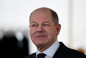 German Chancellor Olaf Scholz attends a groundbreaking ceremony at the new Freiburg-Dietenbach development in Freiburg, Germany February 27, 2024.