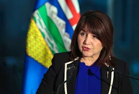 Adriana LaGrange, Minister of Health for Alberta speaks during a federal health-care funding announcement in Calgary on Thursday, December 21, 2023.