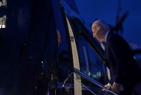 U.S. President Joe Biden boards Marine One for travel back to Washington from the Wall Street heliport in downtown New York, NY, U.S. February 26, 2024.