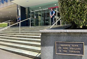 View of an entrance to the Reserve Bank of New Zealand in Wellington, New Zealand November 10, 2022.