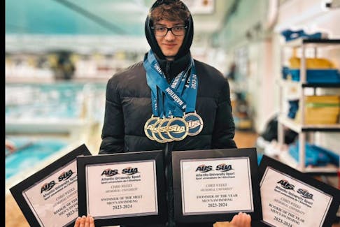 Memorial University swimmer Chris Weeks had a great weekend in the pool at the Atlantic University Sport (AUS) Championships picking up four golds and a pair of awards. Photo courtesy Udantha Chandre/MUN Athletics
