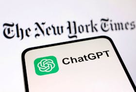 ChatGPT and The New York Times logos are seen in this illustration taken December 27, 2023.