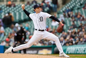 Apr 9, 2022; Detroit, Michigan, USA;  Detroit Tigers starting pitcher Casey Mize (12) pitches in the fifth inning against the Chicago White Sox at Comerica Park. Mandatory Credit: Rick Osentoski-USA TODAY Sports/File Photo