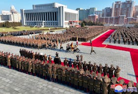 North Korean leader Kim Jong Un visits the Ministry of National Defense on the occasion of the 76th anniversary of the founding of the Korean People's Army in Pyongyang, North Korea in this picture released on February 9, 2024 by the Korean Central News Agency.  KCNA via REUTERS