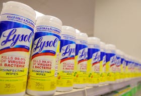 Lysol, a brand of Reckitt Benckiser Group PLC, is seen on display in a store in Manhattan, New York City, U.S., March 24, 2022.
