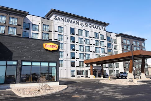 FOR RETALES:
The soon to be opened Sandman Signature Hotel w/ Denny’s restaurant, in Dartmouth Crossing February 27, 2024.