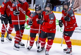 PWHL Ottawa forward Gabbie Hughes (17) celebrates her goal against PWHL New York.