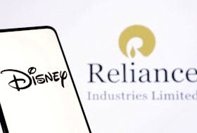 Disney and Reliance logos are seen in this illustration taken December 15, 2023.