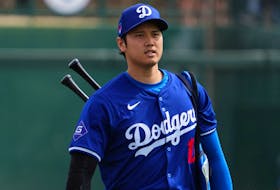 Feb 27, 2024; Phoenix, Arizona, USA; Los Angeles Dodgers designated hitter Shohei Ohtani (17) takes the field prior to the game against the Chicago White Sox at Camelback Ranch-Glendale. Mandatory Credit: Joe Camporeale-USA TODAY Sports/ File Photo