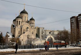 General view of the Church of the Icon of the Mother of God, where service for Alexei Navalny, the Russian opposition leader who died in a prison camp, is expected to be held, in Moscow, Russia February 29, 2024. 