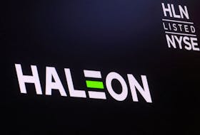 The company logo for Haleon and the trading info is displayed on a screen on the floor of the New York Stock Exchange (NYSE) in New York City, U.S., July 20, 2022.