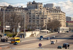 A general view shows the city on the Defender of the Fatherland Day in Tiraspol, Moldova's breakaway region of Transdniestria, February 23, 2023.