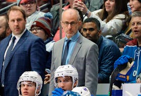 Dec 15, 2022; Denver, Colorado, USA; Buffalo Sabres head coach Don Granato looks on in the second period against the Colorado Avalanche at Ball Arena. Mandatory Credit: Isaiah J. Downing-USA TODAY Sports/File Photo