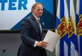 Finance Minister Allan MacMaster'leaves a press conference about the provincial budget at One Government Place on Thursday, Feb. 29, 2024.
Ryan Taplin - The Chronicle Herald