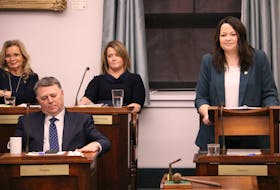 P.E.I. Finance Minister Jill Burridge speaks in the legislature after tabling the province's 2024-2025 operating budget. The budget contains $3.2 billion of spending. - Stu Neatby
