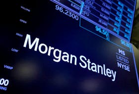 The logo for Morgan Stanley is seen on the trading floor at the New York Stock Exchange (NYSE) in Manhattan, New York City, U.S., August 3, 2021.
