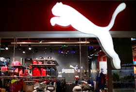 The logo of Puma sportswear company is seen at its store at Tbilisi Mall in Tbilisi, Georgia, April 22, 2016.
