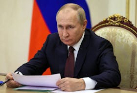 Russian President Vladimir Putin chairs a meeting with government members via a video link in Moscow, Russia November 3, 2022. Sputnik/Mikhail Metzel/Pool via