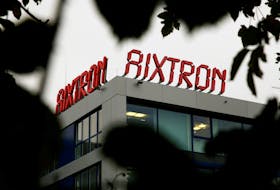 The logo of Aixtron SE is pictured on the roof of the German chip equipment maker's headquarters in Herzogenrath near the western German city of Aachen, October 25, 2016.