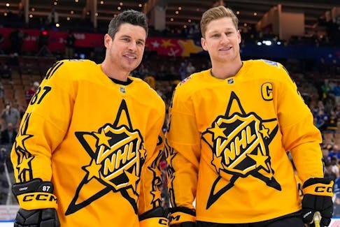 Cole Harbour natives Sidney Crosby, left, and Nathan MacKinnon played on the same team at the NHL all-star game in Toronto on the weekend. - NHL
