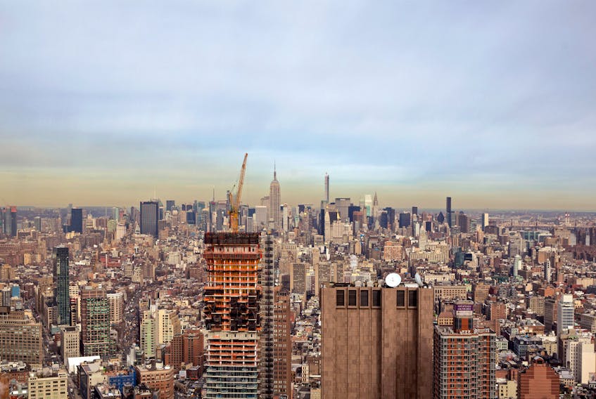 Midtown Manhattan is seen from one of the top floors of the newly built 30 Park Place in the Tribeca neighborhood of New York January 21, 2015.