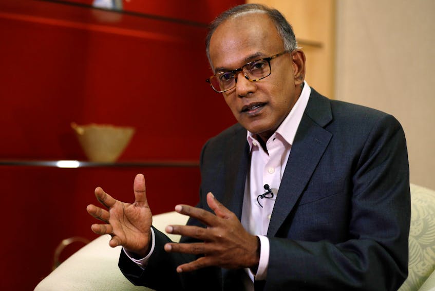Singapore's Law Minister K. Shanmugam speaks to Reuters in Singapore July 31, 2019. 