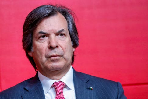 Carlo Messina, Chief Executive Officer of Intesa Sanpaolo bank, looks on during a meeting in Rome, Italy April 18, 2023.