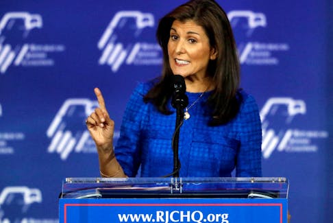Republican U.S. presidential candidate Nikki Haley, former governor of South Carolina and former U.S. ambassador to the U.N.  speaks during the Republican Jewish Coalition Annual Leadership Summit in Las Vegas, Nevada, U.S. October 28, 2023.