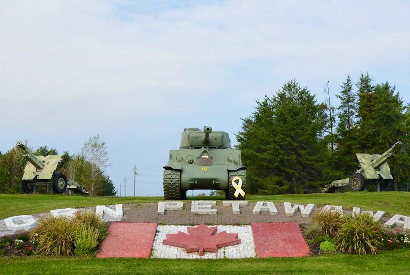  A file photo of the main gate of Garrison Petawawa, where base cleaning service contracts had been awarded to the private company Tour Cleaning Services in the summer of 2022.