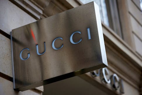 A Gucci sign is seen outside a shop in Paris, France, January 27, 2023.