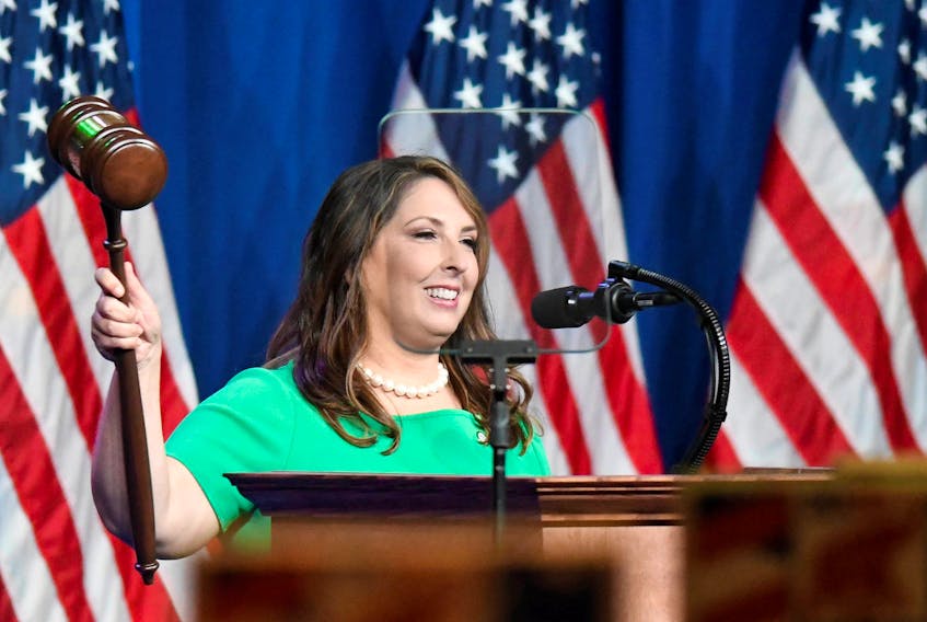 RNC Chairwoman Ronna McDaniel reacts at the Republican National Convention at the Republican National Convention in Charlotte, North Carolina, U.S., August 24, 2020. David T. Foster/Pool via